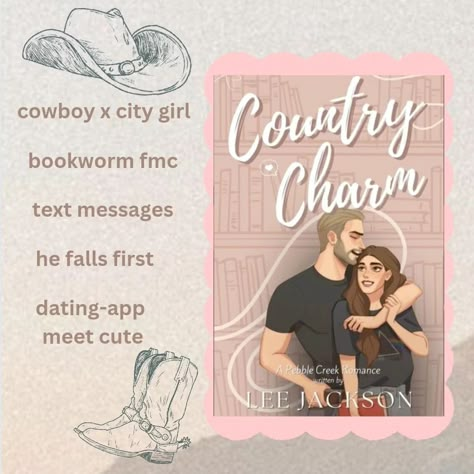 👢country charm by lee jackson👢 rating: ⭐️⭐️⭐️⭐️/5 stars notes: thank you so so much @sunnybabepr for providing me with this fun cowboy romance! this book single-handedly pulled me out of a reading slump and i DEVOURED this. from the get-go i knew it would be good after looking at the PLAYLIST. yes, there's a playlist people!! jackson did the city x country trope soo well, like it felt way more unique and personal. i loved hunter SO FREAKING MUCH YALL he had me blushing in public. and cassid... Country Romance Books, Cowboy Romance Books, Books Recs, Southern Romance, Cowboy Books, Book Tropes, Country Romance, Books Tbr, Reading Slump