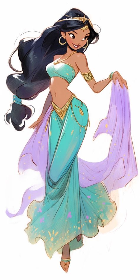 Disney Princess Fan Art Jasmine, Aladdin Character Design, Princess Jasmine Sketch, Princess Jasmine Fanart, Jasmine Fanart, Princess Jasmine Art, Jasmine Drawing, Jasmine Art, Aladdin Art