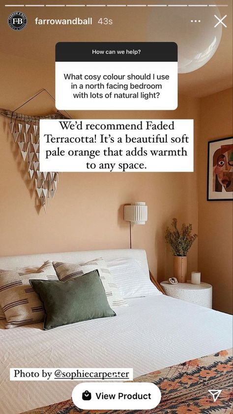 Farrow And Ball Faded Terracotta, Faded Terracotta Farrow And Ball, Faded Terracotta, Terracotta Bedroom, Bedroom Colour, Bedroom Colour Palette, Farrow And Ball, Pale Orange, Main Bedroom