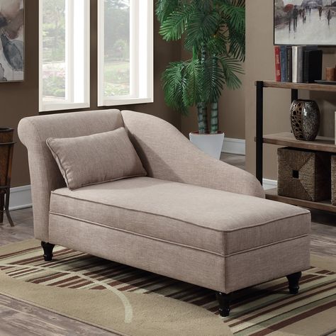 Convenience Concepts Designs4Comfort Cleo Chaise Lounge Ottoman with Storage | from hayneedle.com Chenille Chaise, Lounge Ottoman, Divan Cama, Storage Chaise Lounge, Ottoman With Storage, Chaise Lounge Sofa, Chaise Lounger, Tan Fabric, Storage Chaise