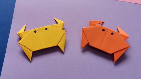 How to fold easy paper crab? Easy origami crab tutorial here for beginners. Paper Crab, How To Make Origami, Easy Origami, How To Fold, Origami Easy, Diy Easy, Crab, Easy Diy, Origami