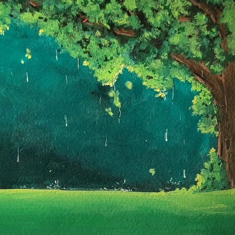 Rainfall Painting, Rainy Forest Painting, Natural Rain, Painting Nature, Amazing Artwork, Nature Painting, Forest Painting, Nature Tree, Water Painting