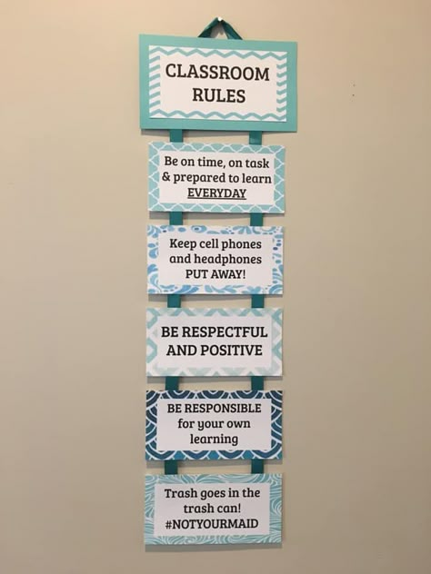 Good Classroom Rules, Rules For Classroom High School, Class Board Ideas High Schools, Class Decor Ideas High Schools, Class Rules For High School, Rules Poster For Classroom, Classroom Management Rules, Teacher Classroom Decorations High School, Middle School Class Rules Poster