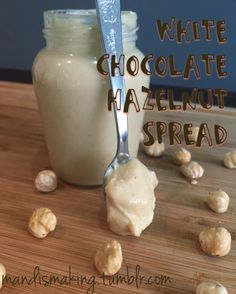 White Chocolate Hazelnut Spread - only 4 ingredients! Hazelnut White Chocolate, White Nutella Recipe, White Chocolate Nutella, Hazelnut Spread Recipes, White Nutella, Bueno Recipes, Homemade Nut Butter, Cake Filling Recipes, Melting White Chocolate