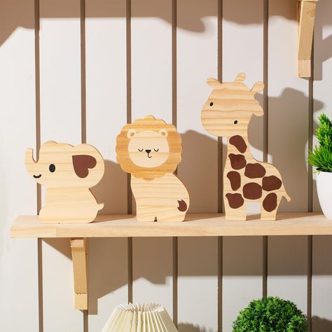 PRICES MAY VARY. Adorable Woodland Nursery Decor: transform your nursery or kid's room into a cute woodland themed place with these woodland nursery decor; The set includes 3 different woodland creatures: a lion, giraffe, and elephant; Each meticulously crafted to show their cuteness and charm; These charming creatures will bring a sense of nature and playfulness to the space Cute and Lovely Room Decorations: every safari nursery decor can stand on its own, providing a sturdy and stable base; Yo Baby Boy Animal Nursery, Woodland Critters Nursery, Animal Themed Room, Giraffe Nursery Theme, Jungle Safari Nursery, Themed Room Decor, Baby Safari Nursery, Nursery Decor Woodland, Giraffe Decor