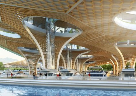 Vincent Callebaut, Architecture Cool, Ferry Terminal, Roof Architecture, Green Architecture, Organic Architecture, Manta Ray, Sustainable Architecture, Futuristic Architecture