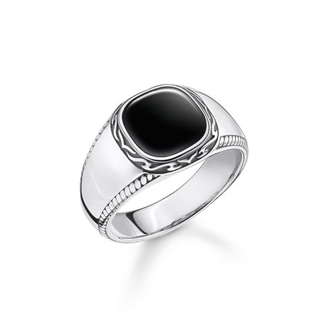 Mens Rings & Silver Rings | THOMAS SABO Rings For Men Silver, Men Signet Ring, Cool Rings, Signet Ring Silver, Thomas Sabo Ring, Cool Rings For Men, Black Onyx Engagement Ring, Sterling Silver Anklet, Wedding Rings Solitaire