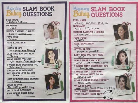 Slam Book, Sashimi Sushi, Donny Pangilinan, Life Motto, Make You Cry, Old People, Describe Yourself, Now What, Keep Going