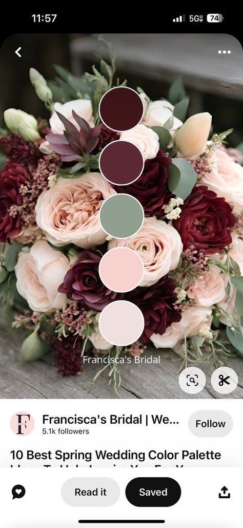 Maroon Wedding Pallet, Cream Burgundy Wedding, Burgundy Country Wedding Ideas, Wine And Blush Pink Wedding, Burgundy And Sage Green Wedding Colors, Wedding Wine Color Scheme, Color Palette For Wedding Fall, Mauve And Wine Wedding Colors, Burgundy Wedding Colour Scheme