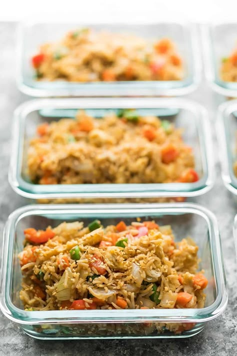 Fried Rice Meal Prep, Rice Variations, Easy And Healthy Meal Prep, Rice Meal Prep, Meal Prep Vegetarian, Sweet Peas And Saffron, Vegetarian Fried Rice, Clean Meal Prep, Freezer Friendly Meals