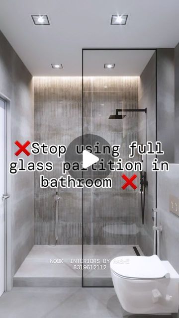 Ledge Wall In Bathroom, Washroom Glass Partition Design, Glass Partition Wall Bathroom, Bathroom Ledge Wall, Bathroom Partition Ideas, Half Glass Shower Wall, Long Bathroom Ideas, Small Bathroom With Pedestal Sink, Bathroom Glass Partition