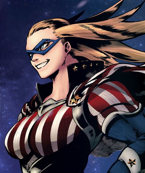 Star And Stripes Mha Fanart, My Hero Academia Stars And Stripes, Stars And Stripes Mha Fanart, Stars And Stripes Mha, Star And Stripes Mha, Mrs America, Aizen Sousuke, Drawing Stars, Koi Art