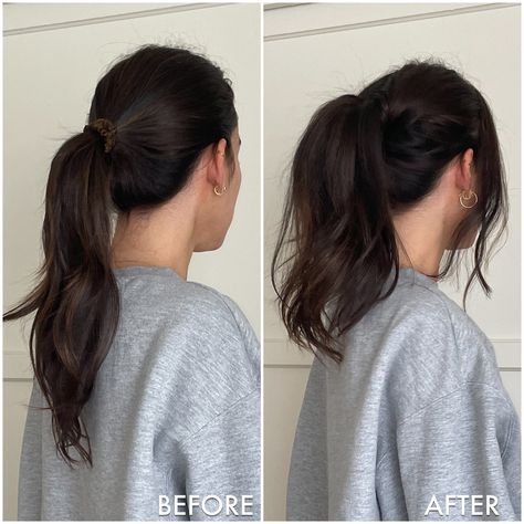 I Tried a "Red Carpet" Ponytail With Tips From Kim Kardashian's Hairstylist Ponytail With Face Framing Layers, Ponytail With Face Framing, Fine Hair Ponytail, Red Carpet Ponytail, Ponytail Hack, Chris Appleton, Haircut Inspo, Loose Ponytail, Face Framing Layers