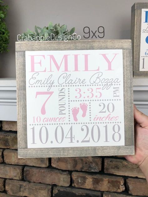 Baby Stats Sign, Birth Stats Wall Art, Birth Stats Sign, Baby Birth Stats, Cricut Baby, Birth Announcement Sign, Baby Stats, Birth Announcement Boy, Nursery Name Sign