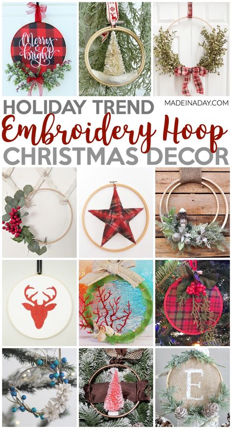 12 of the Best Embroidery Hoop Christmas Decorations, Embroidery hoop Ornaments, Embroidery Hoop Wreaths #embroideryhoop #hoopwreath #hoopornament #Christmas #Christmasornanment #ChristmasWreath #ChristmasDecorations #Christmasdecor #holidaydecor #holiday #bottlebrush #buffaloplaid #coastal #Farmhouse #woodland #festive Hoop Christmas Decorations, Embroidery Hoop Ornaments, Hoop Ornaments, Embroidery Hoop Christmas, Joululahjat Diy, Embroidery Hoop Decor, Hoop Wreaths, Embroidery Hoop Crafts, Ideas Embroidery