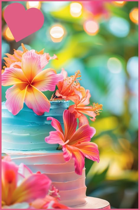 If you want to bring a tropical and summery vibe to your wedding then make sure the cake matches! Here ... Read Article Hawaiian Cake Ideas, Tropical Cake Ideas, Luau Cake Ideas, Hawain Party, Tropical Wedding Cakes, Tropical Themed Cake, Hawaiian Birthday Cake, Hawaiian Party Cake, Luau Party Cakes