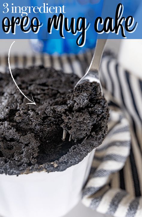 3 Ingredient Mug Cake (Oreo!) - Cooking With Karli Chocolate Cake For One, Oreo Mug Cake Recipe, Oreo Mug Cake, Oreo Mug, 3 Ingredient Mug Cake, Single Serve Cake, Cake Oreo, Cooking With Karli, Delicious Chocolate Cake