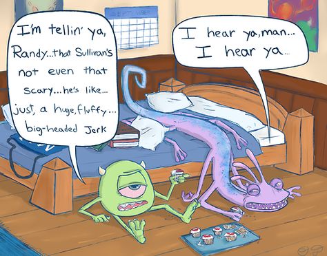 Mike and Randall paranoid by James P. Sullivan being a jerky "floor rug" [Mike gave Sully that nickname as an insult] Boo And Sully Fanart, Randall X Mike, Mike X Randall, Randall Boggs X Johnny, Sully X Mike Human, Mike Wazowski X Sully, Sully X Mike, Mike X Sully, Randall Monsters Inc