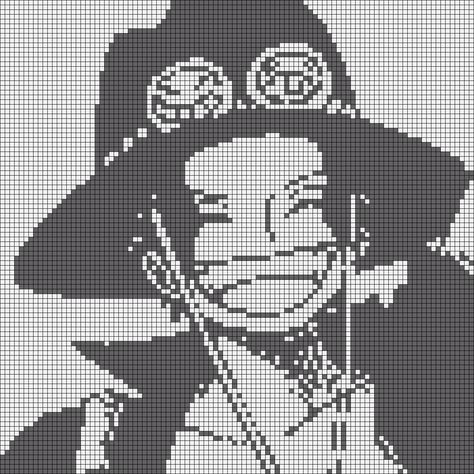 Crochet Graph Patterns Anime, Soul Eater Alpha Pattern, One Piece Crochet Tapestry, Nana Alpha Pattern, Manga Alpha Pattern, One Piece Grid Pattern, One Piece Pixel Art Grid, Anime Tapestry Crochet Patterns, One Piece Cross Stitch Pattern