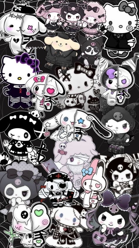 Hello Kitty And Friends Wallpaper, Goth Hello Kitty, Hello Kitty And Friends, Friends Wallpaper, Hello Kitty, Kitty