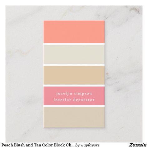 Peach Blush and Tan Color Block Chic Business Card Chic Business Card, Stylish Business Cards, Block Fonts, Block Font, Peach Blush, Black Peach, Business Card Size, Acrylic Art Print, Metal Art Prints