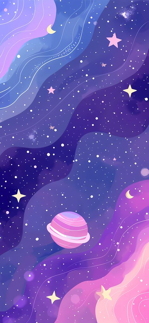 Purple Cute Background, Cute Stars Wallpaper, Iphone Galaxy Wallpaper, Fun Wallpaper Iphone, Purple Cute Wallpaper, Galaxy Flip Wallpaper, Iphone 8 Plus Wallpaper, Kawaii Iphone Wallpaper, Cute Kawaii Wallpapers