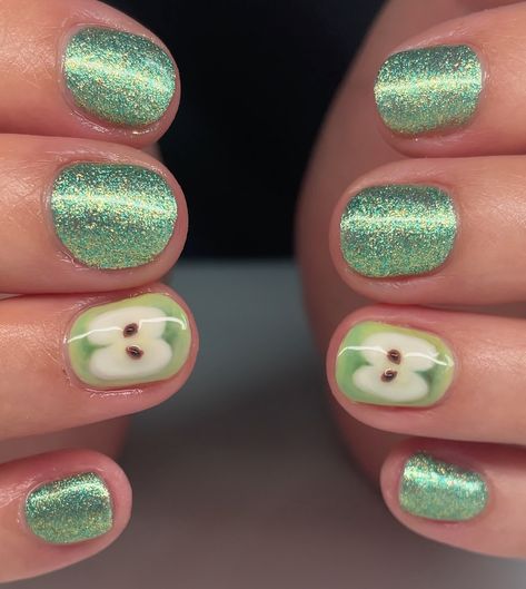 this set looks so cute i could literally eat it 😽🍏 Service: Gel Polish + Nail Art September/October books are open!! Only a few spots left for August! 😽 #yegnails #780nails #587nails #nailsofinstagram #nailart #cutenails #hardgelnails #buildergelnails #nailinspo #nails #trendynails #tiktoknails #pinterestnails #gel #yegartist #explorepage #ignails #nailsalon #magicnailsystem #gelx #softgelextension #hardgelextension #silentappointmentyeg #applenails #brat #bratnails #charlixcx Apple Nail Art, Brat Nails, Apple Nails, October Books, Hard Gel Nails, Builder Gel Nails, Magic Nails, Gel Polish Nail Art, Gel Extensions