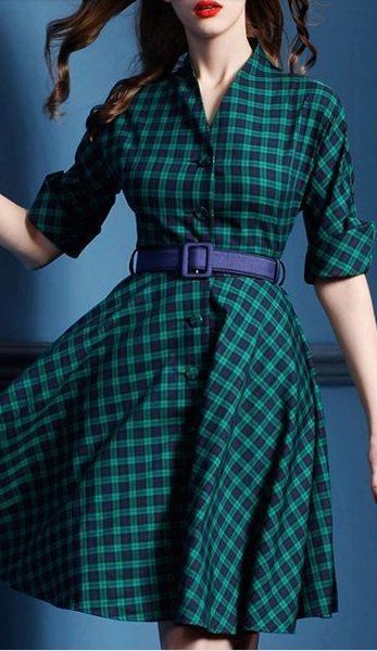 [SponsoredPost] 16 Impressive Green Plaid Outfits For Women Insights You'll Be Impressed By In All Season #greenplaidoutfitsforwomen Green Plaid Dress, Cute Dress Outfits, Best Outfits, Dress Images, Plaid Fashion, Mode Inspiration, Plaid Dress, Cheap Dresses, 50's Dress