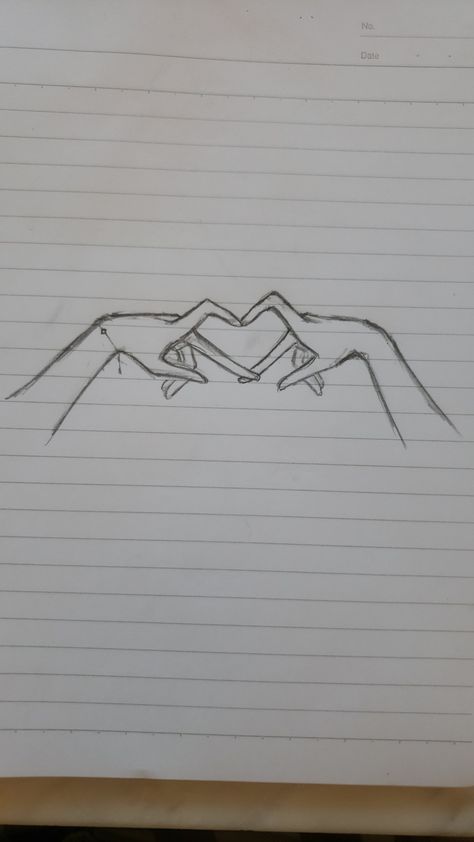 Two Hands Making A Heart Drawing, Hand Heart Drawing Sketch, Finger Heart Sketch, Heart Fingers Drawing, How To Draw Heart Hands, How To Draw A Heart, Finger Heart Drawing, Hand Heart Drawing, Heart Hand Drawing