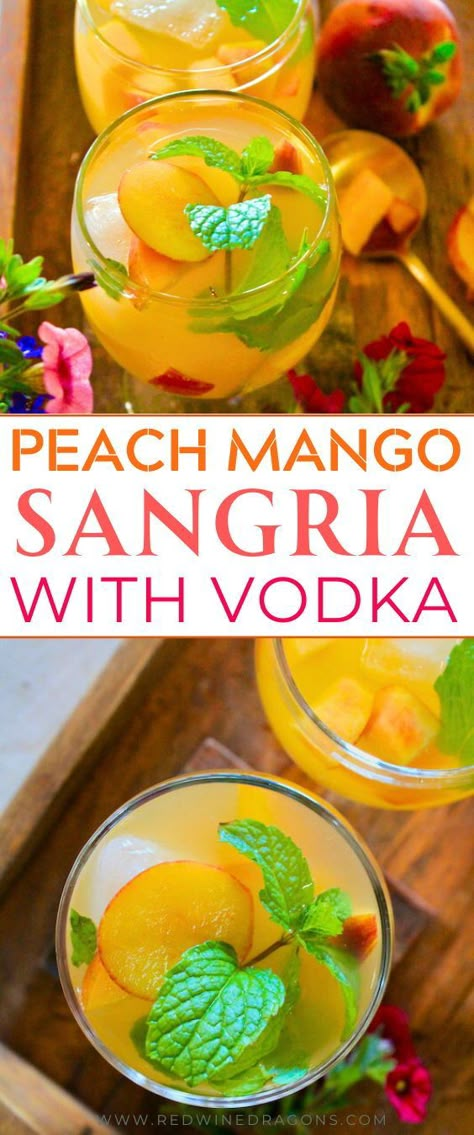 If you love a simple, crisp, white wine sangria like I do, let this easy peach mango sangria quench your thirst all summer long.  You can make in minutes for a crowd. #peachsangria #peachmangosangria #whitewinesangria #sangriawithvodka #easysangriarecipe #fruitysangria #sangriapitcherrecipe #pitcherdrinks Love Drinks Alcohol, Mango Sangria Recipes, Easy White Sangria Recipes, Sangarita Recipe, Sangria With Vodka, White Wine Sangria Peach, Prosecco Sangria, Easy White Sangria Recipe, Summer Wine Cocktails