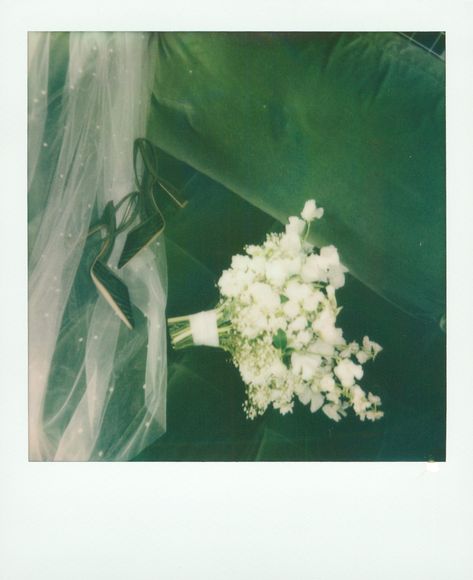 Wedding details on polaroid film, green wedding shoes, bridal details on film Getting Married Aesthetic, Wedding Car Aesthetic, Wedding On Film Aesthetic, Wedding Photo Film, Wedding Polaroids, Film Aesthetic Wedding Photography, Looks Like Film Wedding Photography, 35mm Film Wedding Photography, Wedding Polaroid