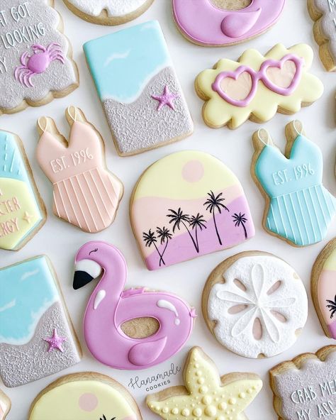 Beach Party Cookies, Beach Cookies Decorated, Pool Cookies, Pool Party Cookies, Swimsuit Cookies, Summer Sugar Cookies, Summer Cookie, Bunco Night, Beach Cookies