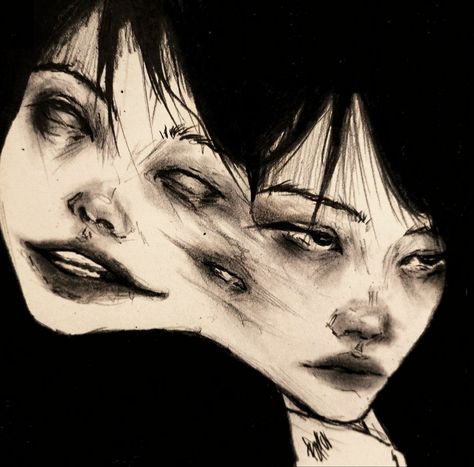 Pfp Horror, Grunge Art Sketches, Unique Pfp, Scary Pfp, Grunge Art, Dark Art Drawings, Dark Art Illustrations, Scary Art, Creepy Art