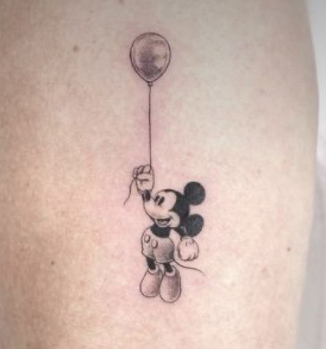 Disney Tattoos Small Black And White, Mickey Mouse Small Tattoo, Classy Disney Tattoos, Best Disney Tattoos, Tattoo Ideas Mickey Mouse, Small Mickey Tattoo, Disney Ride Tattoo, Miky Mouse Tattoo, Mickey Tattoo Ideas