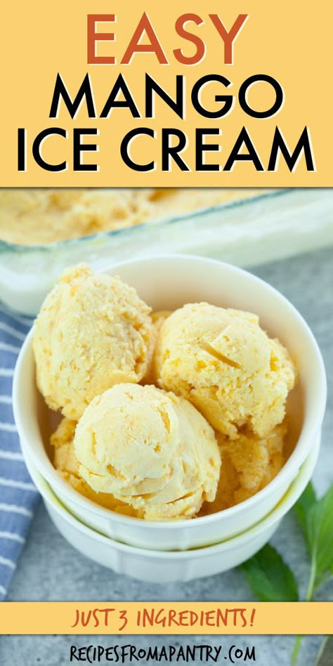 Filipino Mango, Homemade Mango Ice Cream, Mango Ice Cream Recipe, Tropical Desserts, Mango Pulp, Mango Ice Cream, Frozen Dessert Recipe, Ice Cream Ingredients, Ice Cream Recipe