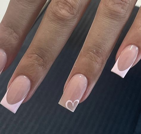 Soft Square Nails Design, Square Nails White Design, Matching Heart Nails, Valentinstag Nails, Nails Simple White, Nagel Inspiration, Pink Tip Nails, Wave Nails, Spring Nail Designs