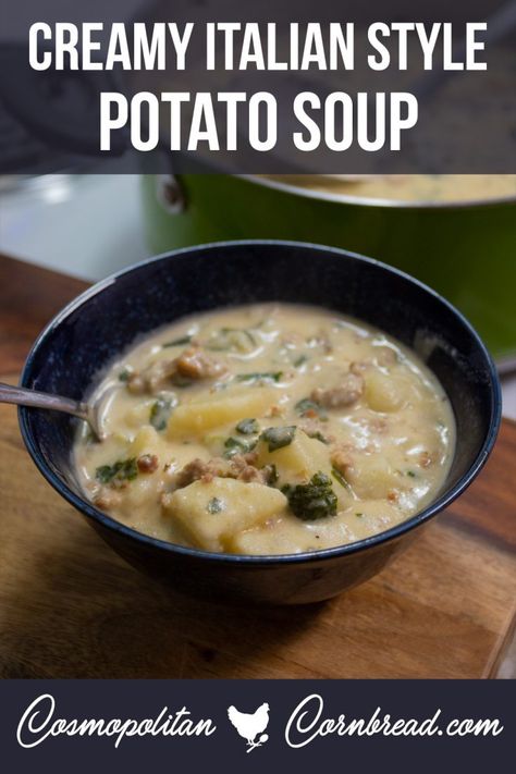 Classic Potato Soup, Chocolate Fondant Recipe, Couscous Healthy, Cosmopolitan Cornbread, Sausage And Spinach, Sausage Potato Soup, Italian Potatoes, Italian Sausage Soup, Fondant Recipe