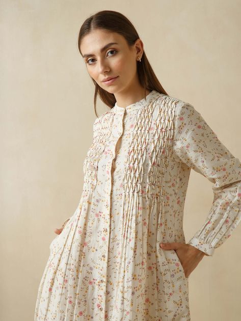 Sustainable Fashion Brand | Handmade Dresses | Buna Studio Smocked Linen Dress, New Cotton Kurti Designs, Linen Kurtis Design Patterns, Linen Frocks For Women, Round Kurti Design, Linen Kurti Design, Linen Dress Design, Smocked Dress For Women, Handmade Dress Design