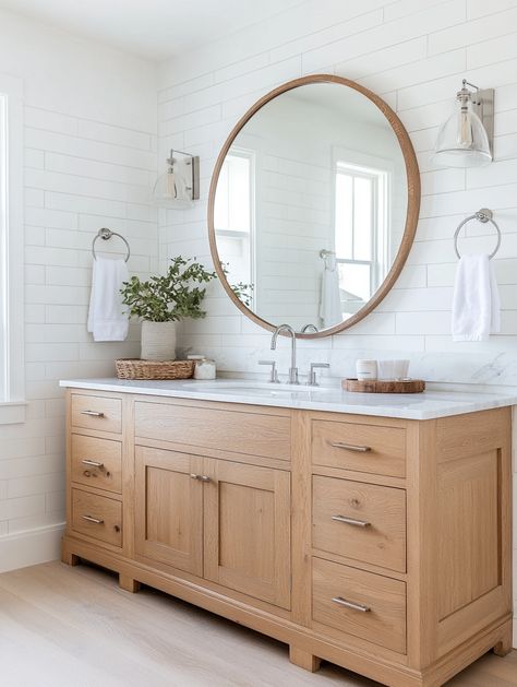 2024’s Coastal Bathroom Trends – You’ll Love! - Coastal Master Bath Ideas, Coastal Small Bathroom Ideas, Modern Coastal Bathroom Ideas, Coastal Primary Bathroom, Coastal Modern Bathroom, Stone Shower Floor, Modern Coastal Bathroom, Coastal Bathroom Ideas, House Bathroom Designs