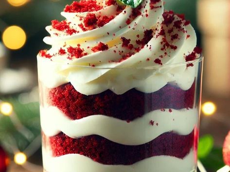 Decadent Red Velvet Cheesecake Trifle: Festive Holiday Delight - NewsBreak Red Velvet Trifle Cups, Trifle Cups, Red Velvet Trifle, Eggnog Dessert, Ooey Gooey Bars, Cheesecake Trifle, Gooey Bars, Elegant Glasses, Velvet Cheesecake