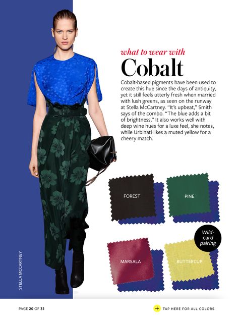 Cobalt Color Crash Course, Instyle Color Crash Course, Colour Combinations Fashion, Winter Typ, Color Combinations For Clothes, Color Balance, Rock Chic, Color Pairing, Amazing Outfits