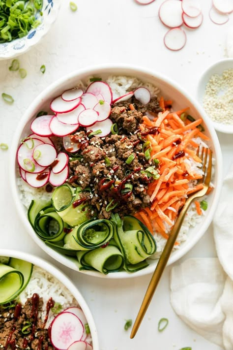 Korean-Inspired Ground Beef Bowls (Easy 30 Minute Meal) Ground Beef Bowls, Frozen Rice, Korean Beef Bowl, Beef Bowl, 30 Minute Meals Easy, Healthy Ground Beef, Ground Beef Recipes Healthy, Beef Bowls, Bulgogi Beef