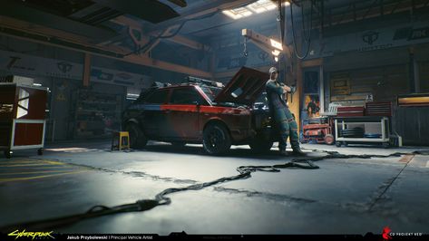 Lighting Design Theatre, Mechanical Workshop, Cyberpunk Design, Concept Art World, App Interface Design, Cyberpunk City, Fantasy Homes, Auto Repair Shop, Garage Lighting