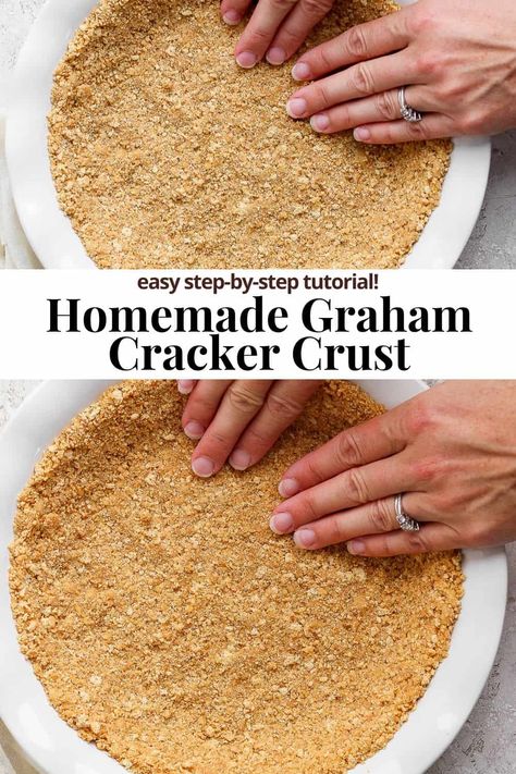 How to Make Graham Cracker Crust - A simple step-by-step tutorial on How to Make Graham Cracker Crust for any type of pie you want to make! Perfect for the holidays! #howtomakegrahamcrackercrust  #howtomakegrahamcrackercrustwithgrahamcrackers #howtomakegrahamcrackercrustfromscratch #howtomakehomemadegrahamcrackercrust #howtomakeyourowngrahamcrackercrust Make Graham Cracker Crust, How To Make Graham, Homemade Graham Cracker, Graham Cracker Crust Recipe, Gram Crackers, Types Of Pie, Homemade Graham Cracker Crust, Favorite Pie Recipes, Homemade Graham Crackers