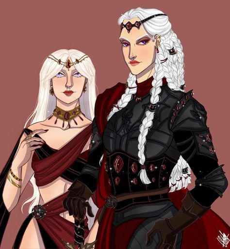 Rhaenys And Visenya, Daenerys Targaryen Hair Color, Rhaegar And Lyanna, Portrait Studies, Dragon House, Targaryen Art, George Rr Martin, Asoiaf Art, Katheryn Winnick