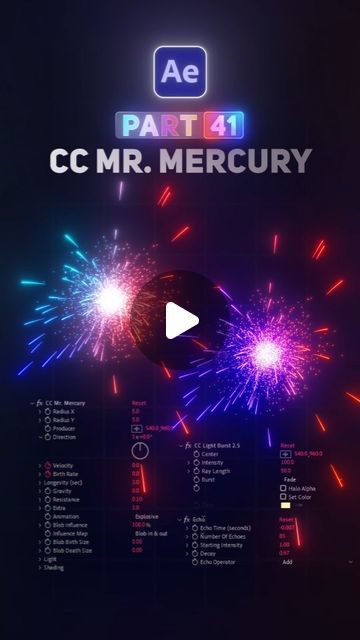 Motion Flix on Instagram: "🇦 🇪 🇵 🇦 🇷 🇹  4⃣1⃣  How to Firework using CC Mr. Mercury in Adobe After Effect  For more AE tips and tricks, follow me and turn on post notifications! ➡️ @motionflix94  Share on your story 📲, leave a comment 💬, and make sure to save it! 🌟✨  #aftereffects #tutorial #howtouse #howtocreate #textanimation #text #effect #aetips #rotoscoping #composting #rain #aftereffectcourse #motiondesign #typography #logoanimation #graphicdesign #animation #getinspired #aftereffectstutorial #design #creativity #dailytips #motionflix" Motion Design Animation After Effects, Aftereffects Tutorial, After Effects Animation, Motion Graphics Tutorial, Ux App Design, Graphics Tutorial, Video Graphics, Fireworks Design, Motion Design Video