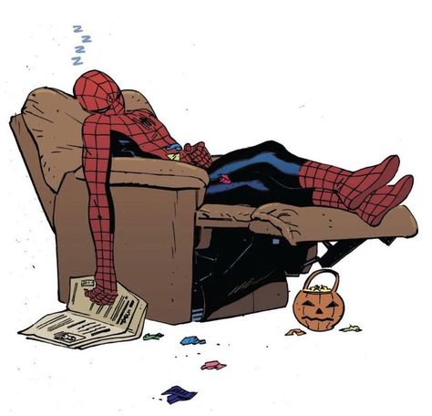 Spider Man Halloween, Eating Too Much, الفن الرقمي, Spiderman Drawing, Deadpool And Spiderman, Spiderman Art Sketch, Sleepy Head, Spiderman Artwork, Special Halloween