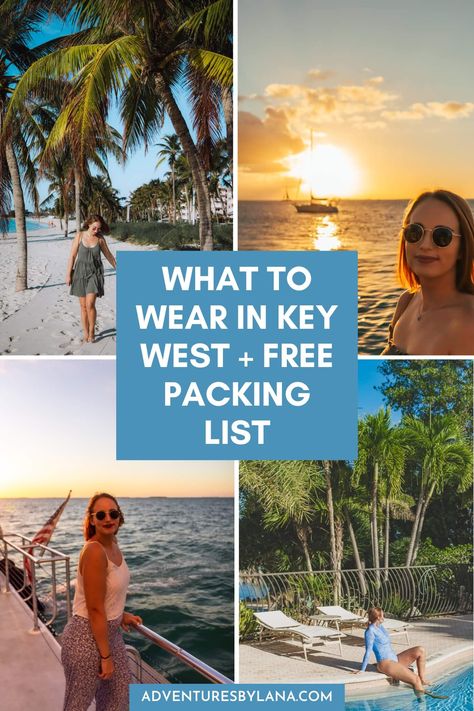 Planning a trip to Key West but not sure what to wear? In this Key West packing guide, get all the style tips, tricks and packing must-haves you need for a fabulous getaway in the Florida Keys. Don't forget to download your free 'Florida Keys Packing List' for ultimate ease & peace of mind! 🌊 Florida Keys Packing List, Key West Style Fashion, Packing For Key West Florida, Key West Outfit Ideas Fall, Key West Vibes, What To Pack For Key West Vacation, Key West Outfit Ideas Women Over 40, Key West Vacation Outfits, Key West Packing List