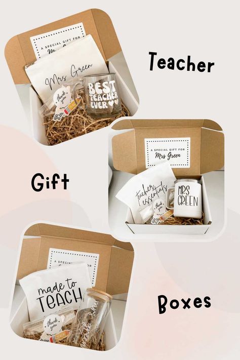 Gift Box For Teachers, Teacher Appreciation Gift Baskets, Teacher Cricut, Teacher Box, Box Cadeau, Staff Gifts, Best Teacher Gifts, Presents For Teachers, Gift Packs