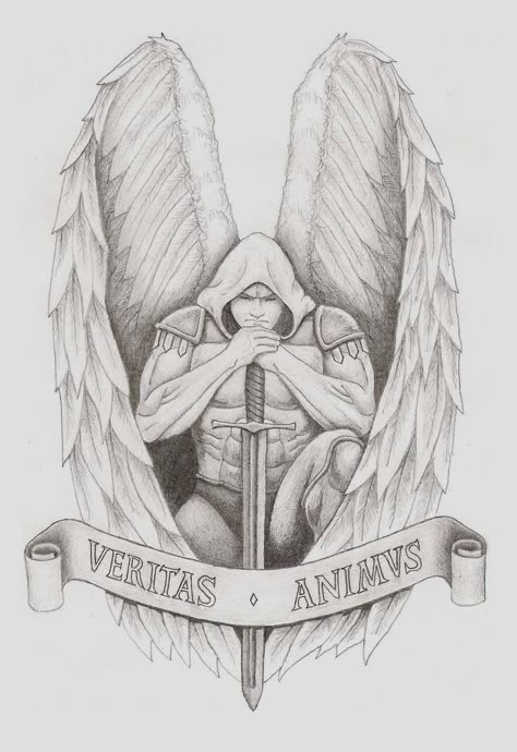 Archangel Tattoo by spacemunky1979 on DeviantArt Angel Warrior Tattoo, Archangel Michael Tattoo, St Michael Tattoo, Guardian Angel Tattoo, Archangel Tattoo, Angel Gabriel, Warrior Tattoos, Angel Tattoo Designs, Archangel Gabriel